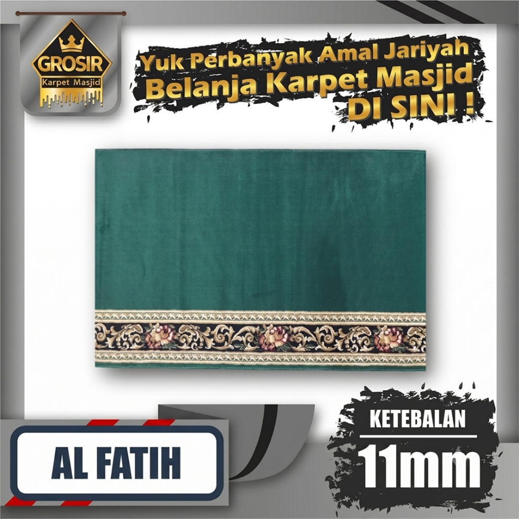 Karpet Masjid Al Fatih (DYN) Tebal 11mm Meteran / Karpet Sajadah / Karpet Mushola