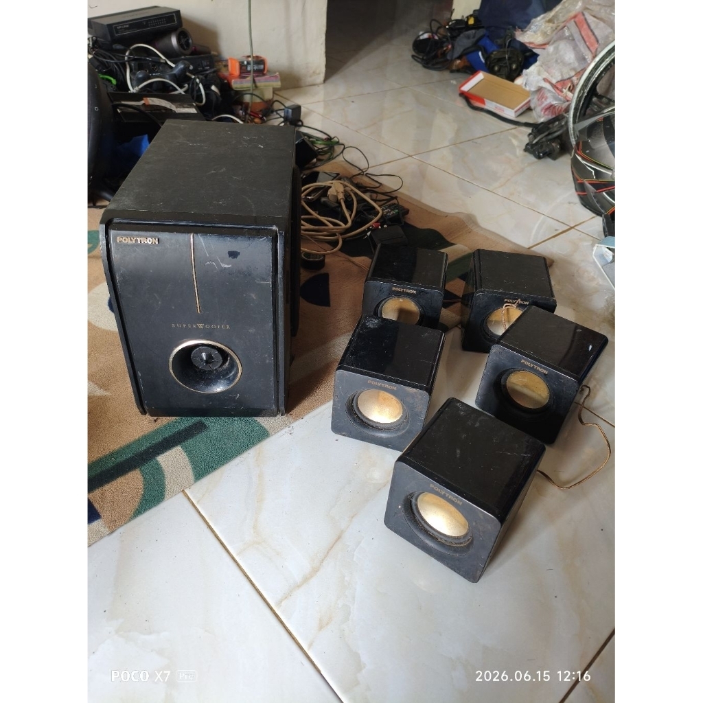subwoofer set 5 speaker pasif polytron second