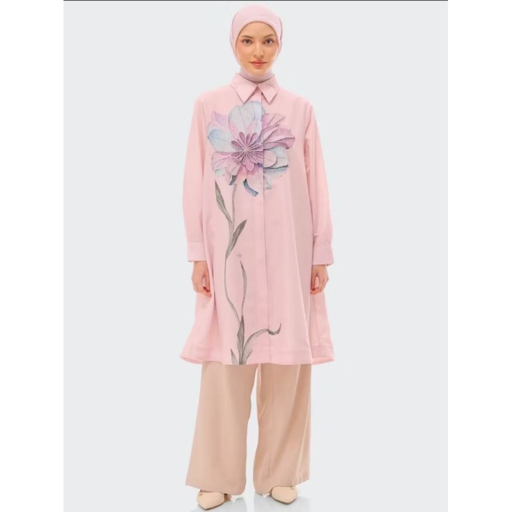 NEW Lindy Tunik by Ria Miranda size XL | Kemeja Blouse Tunik Lengan Panjang Wanita Muslimah