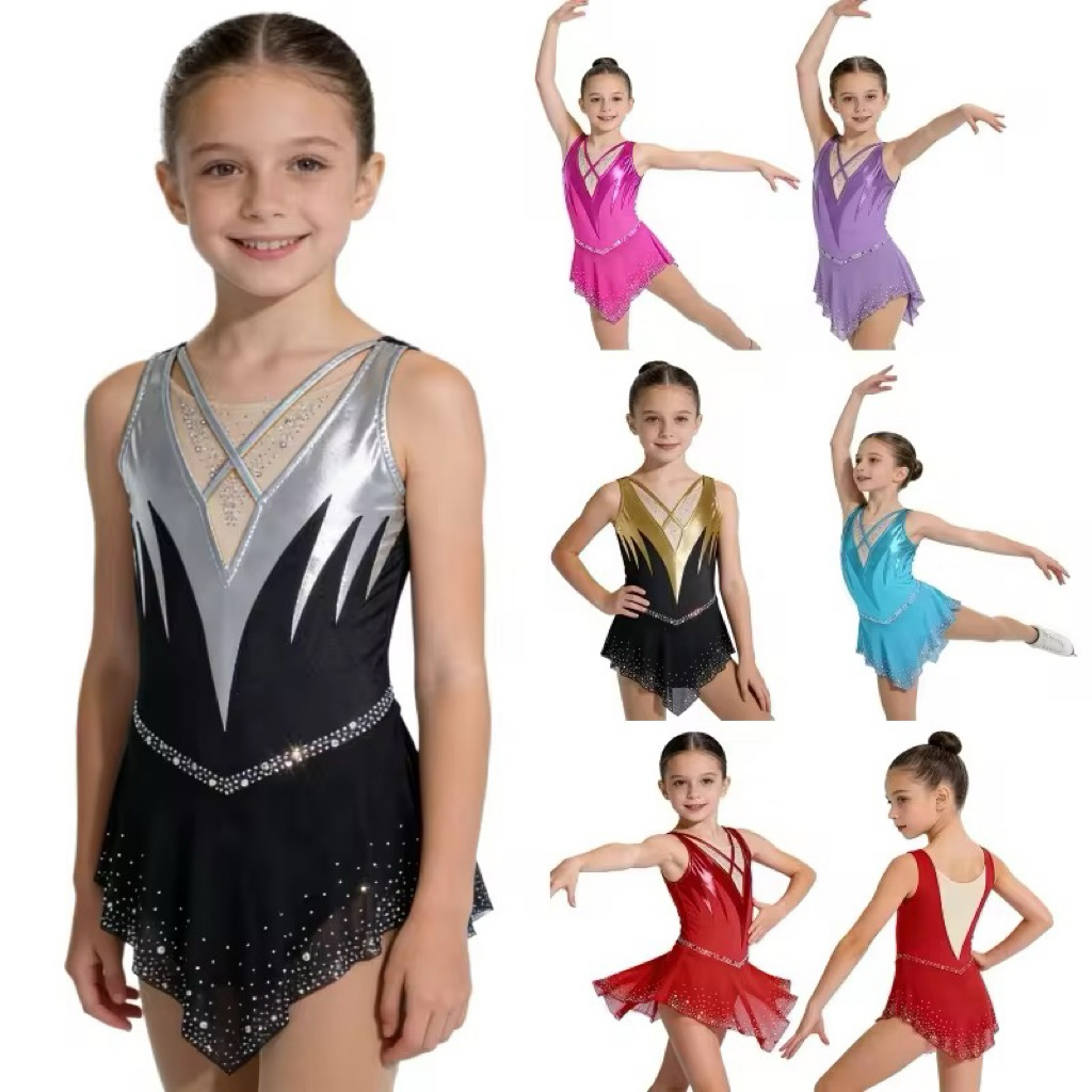Leotard Senam Ritmik Anak | Rhytmic Gymnastic Leotard | Dress Skating Figure Ice Skating READYSTOCK
