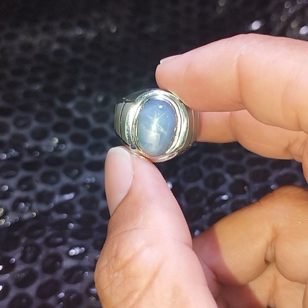 BLUE STAR SAFIR BURMA no Minus, Ring Monel
