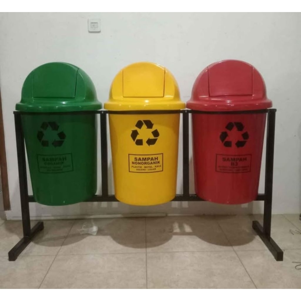 tempat sampah push 80L 3in1, tempat sampah angkat