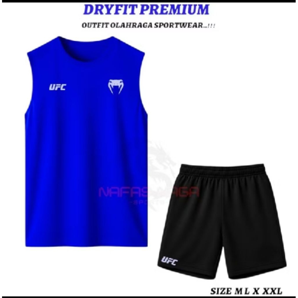 Setelan Singklet Jersey Dengan Logo UFC Dengan Bahan Dry'fit Bahan Menyerap Keringat Cocok Buat Olah