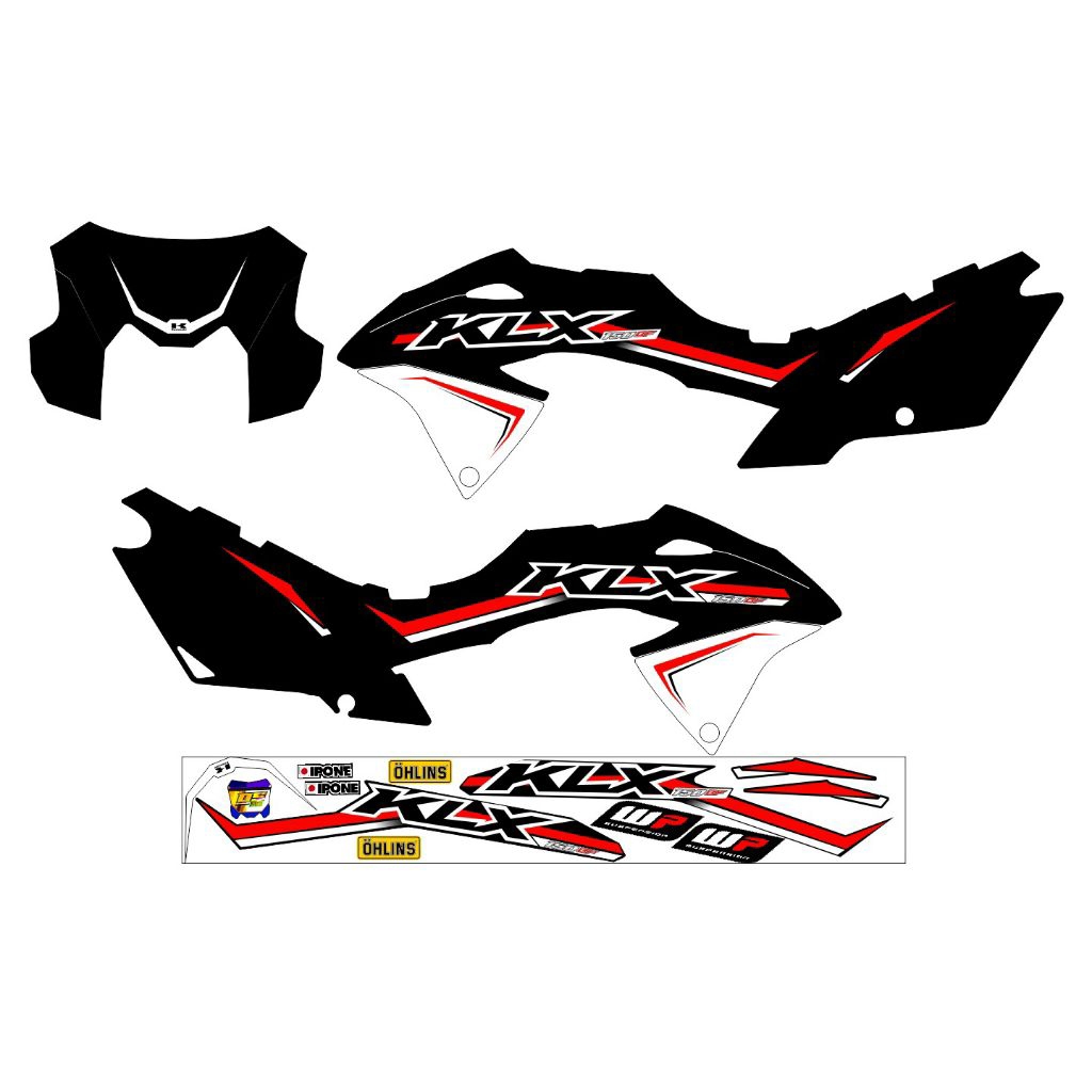 Setiker Setriping KLX Extreme 150, Setriping List KLXBF, Warna Merah, Hijau, Biru, Hijau Tua, Kuning
