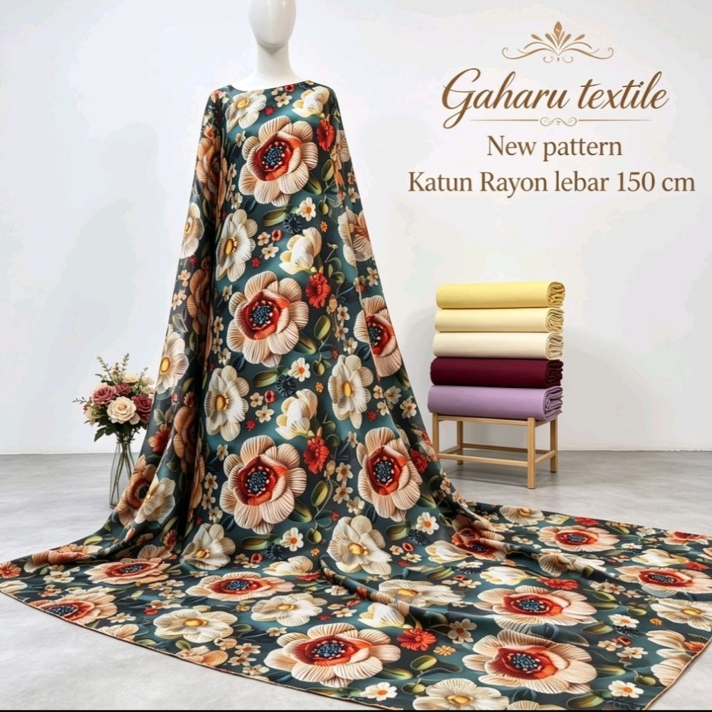 bahan katun rayon premium - rayon viscosoe motif tridi - rayon meteran (CTK)