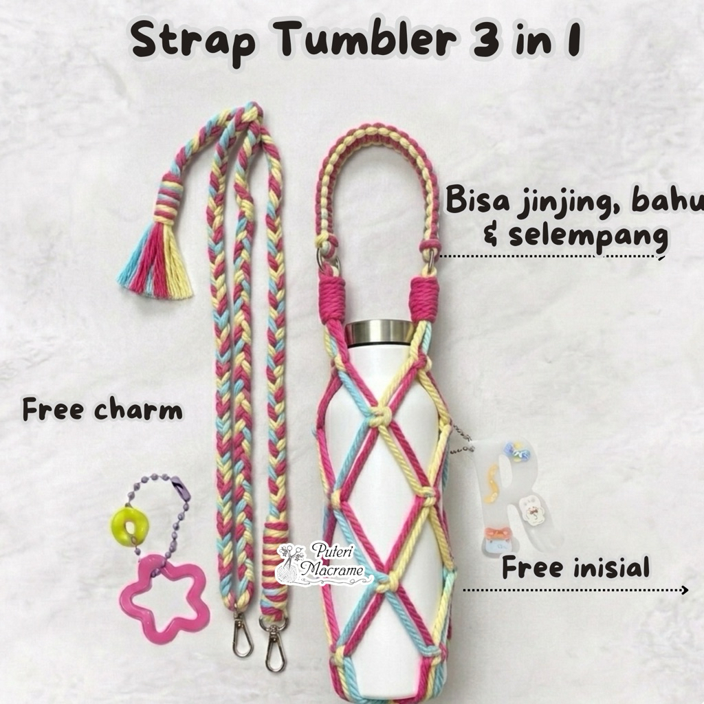 TERMURAH | ADJUSTABLE Tumbler Holder Macrame | Strap tumbler | Strap Corkcicle | Corkcicle Holder | 
