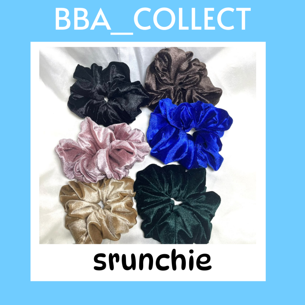 BBA Scrunchie Velvet Set 6 Warna Ikat rambut wanita Scrunchie Bahan Bludru Jumbo