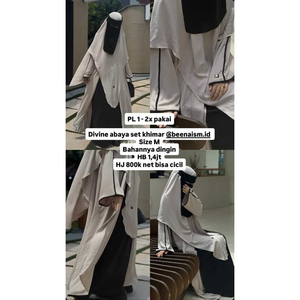 Preloved divine abaya set khimar by beenaism (aljenna elmadina tsurayya Bonavista barkha taza aafiya