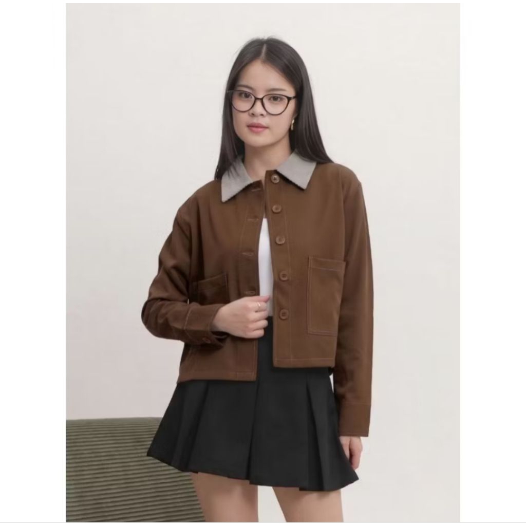 LEENBENKA outer warna coklat tua likenew