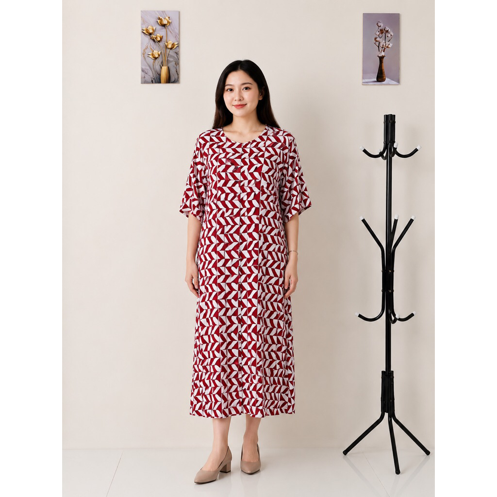 Daster Midi Abstrak merah putih by anida