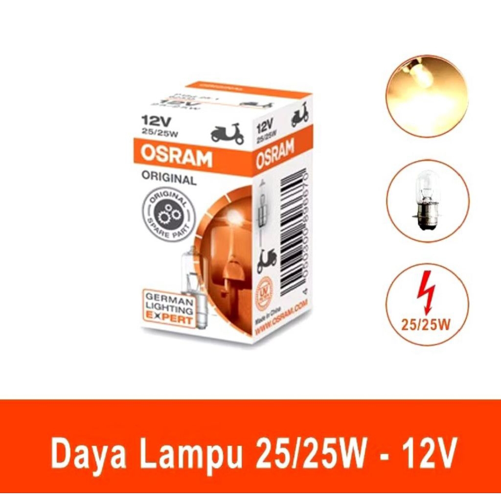 BOHLAM DEPAN K1 OSRAM (7335) lampu bohlam depan motor 12v 25w t19 m5 k1 bebek matic bukan halogen pi