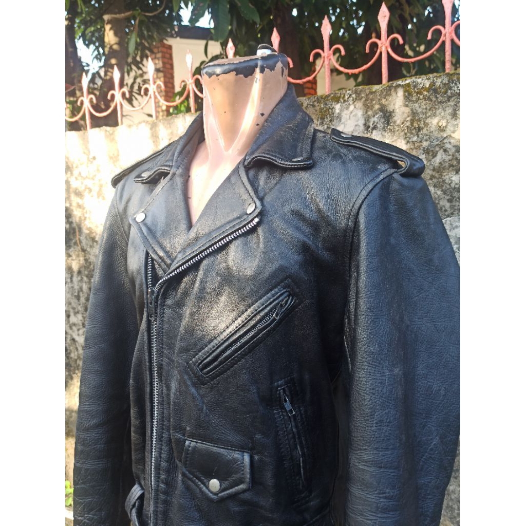 Vtg American Nostalgia Ramones Leather Biker Jacket X Jaket Kulit Avirex Harley Davidson RBC Aero Va