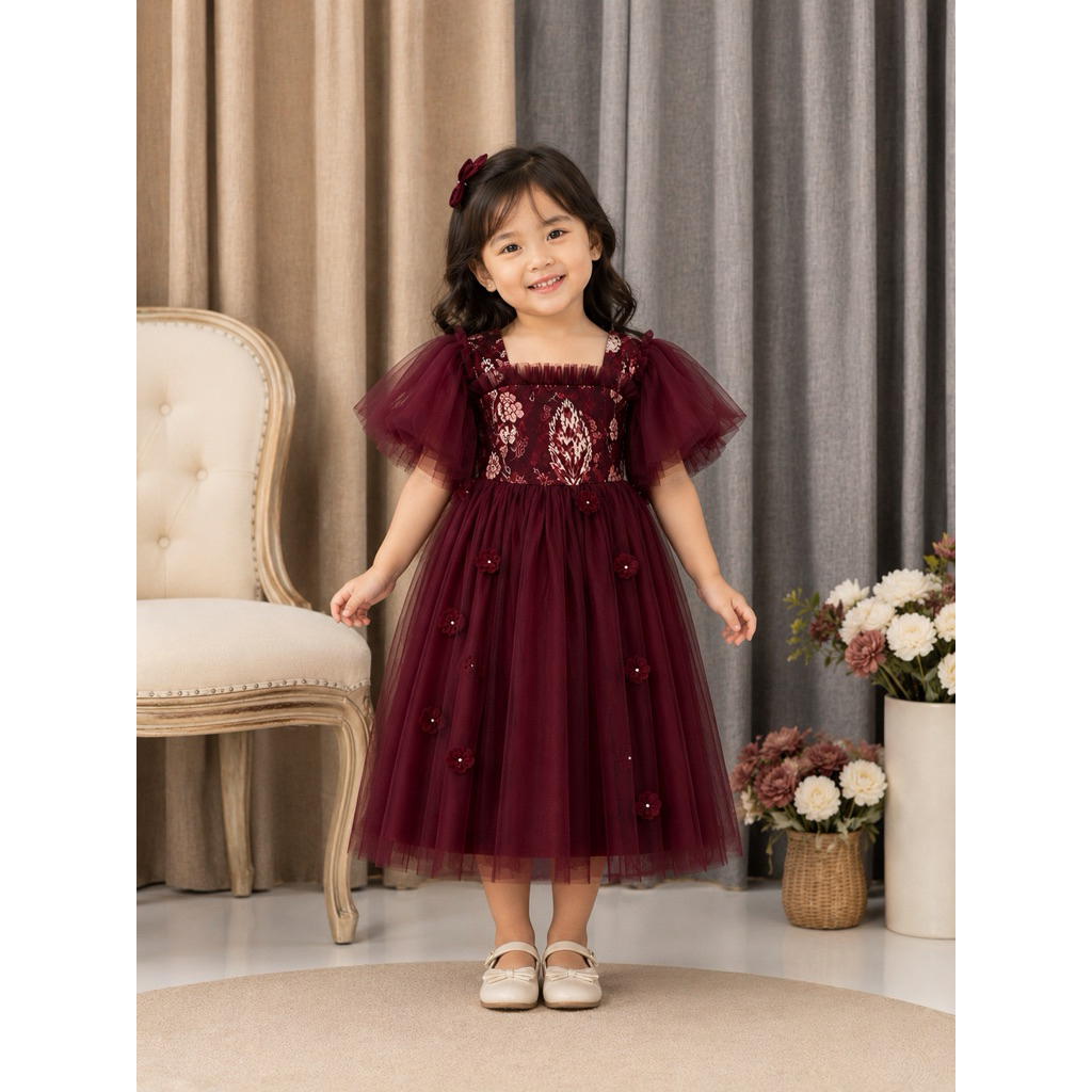 Baju Lebaran FNDLABELS Dolla Midi Dress Kids Baju Pesta anak Baju Ulangtahun Anak