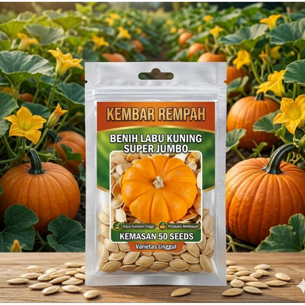 Benih Biji Labu Kuning Super Jumbo Kemasan 50 Seeds