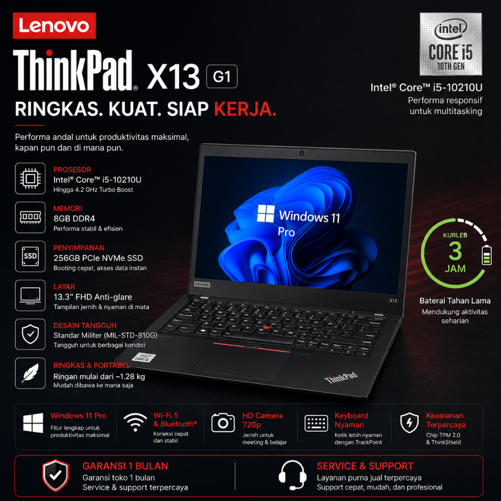 Laptop Lenovo Thinkpad X13 G1 | I5 - 10210U | Intel Uhd Graphics