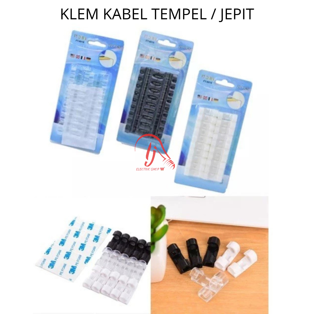 KLEM KABEL TEMPEL DINDING PLASTIK ABS 20 PCS KLEM KABEL TEMPEL JEPIT