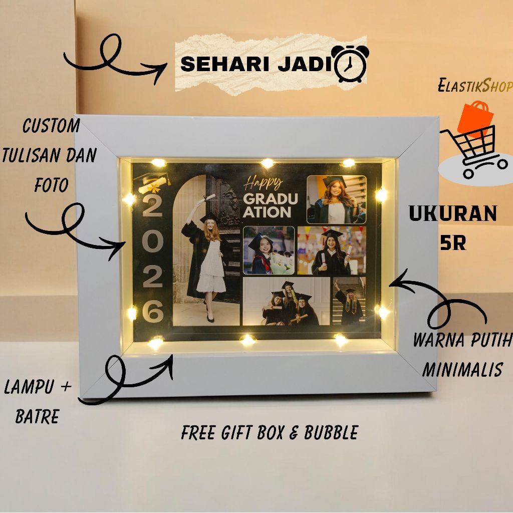 Frame Kolase Grid LED 3D Foto Keluarga Lampu Tumblr Aesthetic