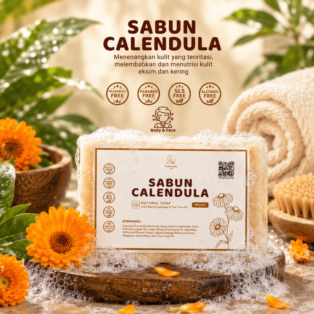 (FREE JARING SABUN) Sabun Calendula - Sabun BPOM Pereda Gatal Jamur Eksin Ruam Psoriasis Sabun Panu 