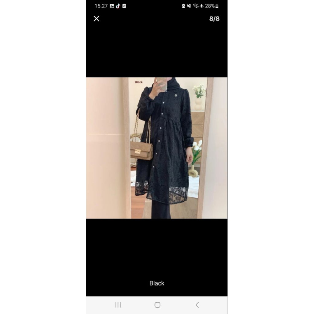 Preloved Sally Scarf Tunik Brukat Hitam