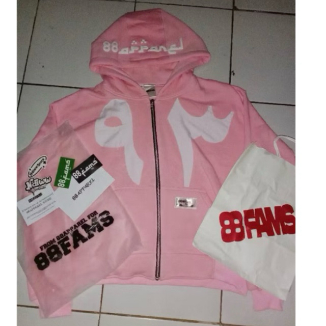 Hoodie Zip Pink 88 Apparel Original – Full Tag Like New