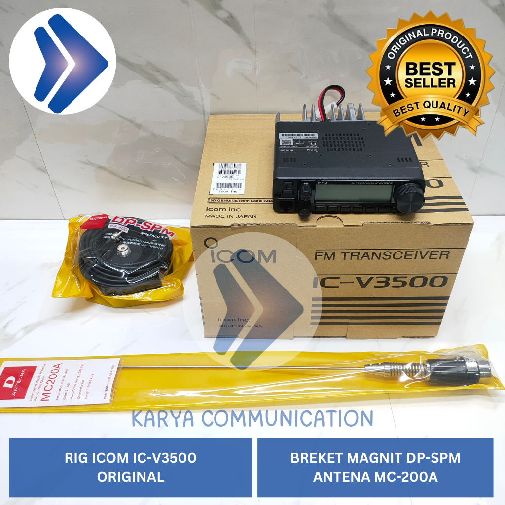 Paket Radio Rig Mobil IC0M IC-V3500 Sudah Termasuk Breket Magnit DP-SPM Dan Antena MC200A Jarak Lebi