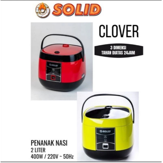 Rice Cooker 2 Liter / RICE COOKER SOLID CLOVER 2 LITER