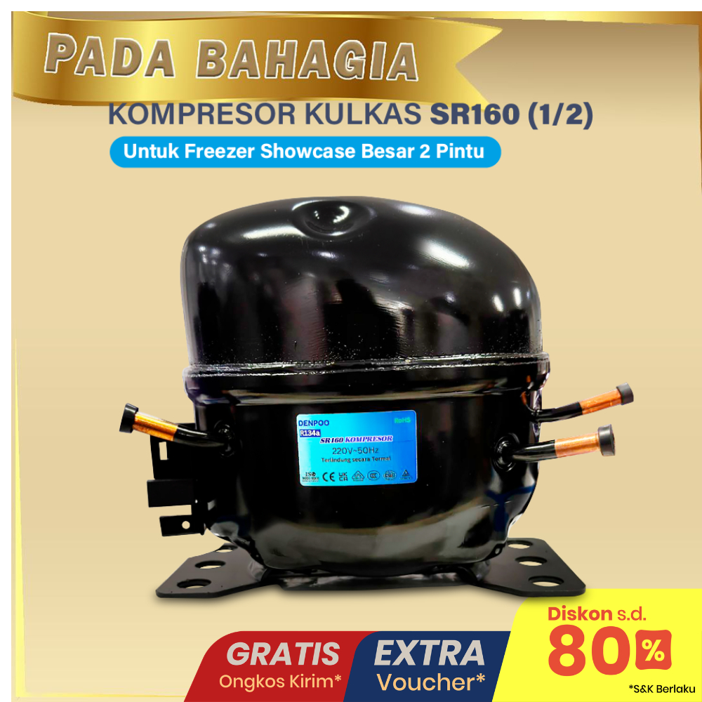 Kompresor Kulkas 1/2 PK & 1/5 1/6 1/4 1/3 PK/HP Denpoo