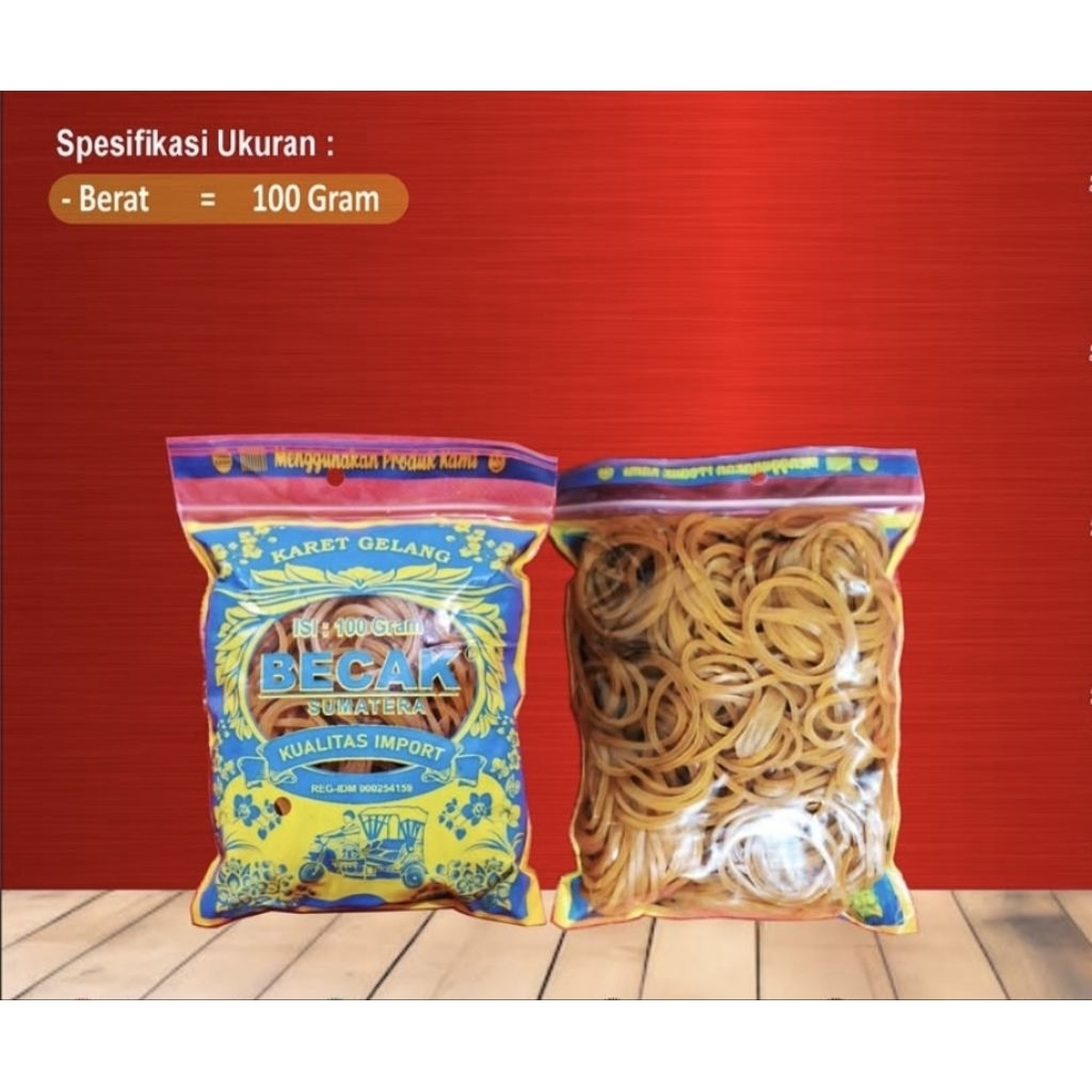 Karet gelang kuning karet sayur becak Sumatera (100 gram)