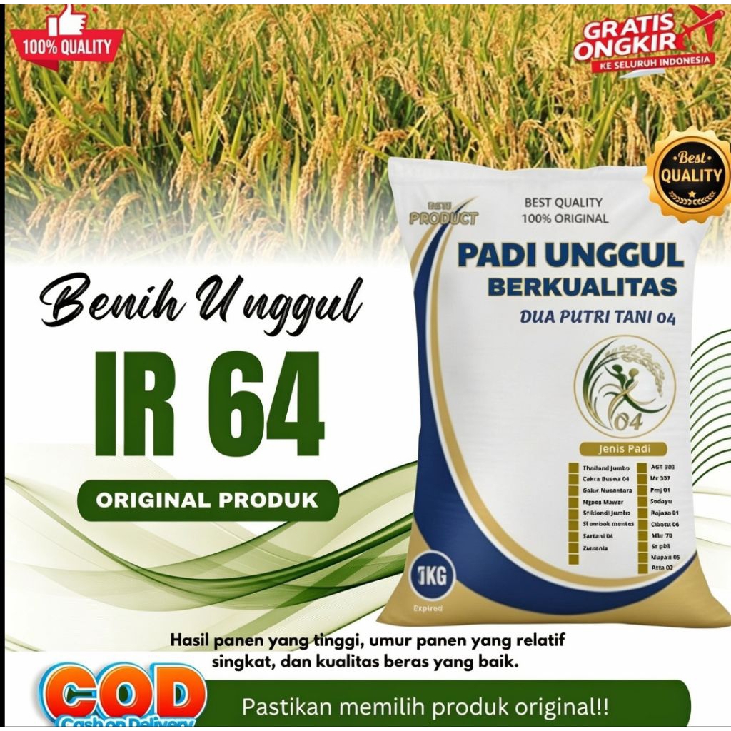Bibit Padi Unggul IR 64 Kemasan 1 Kg