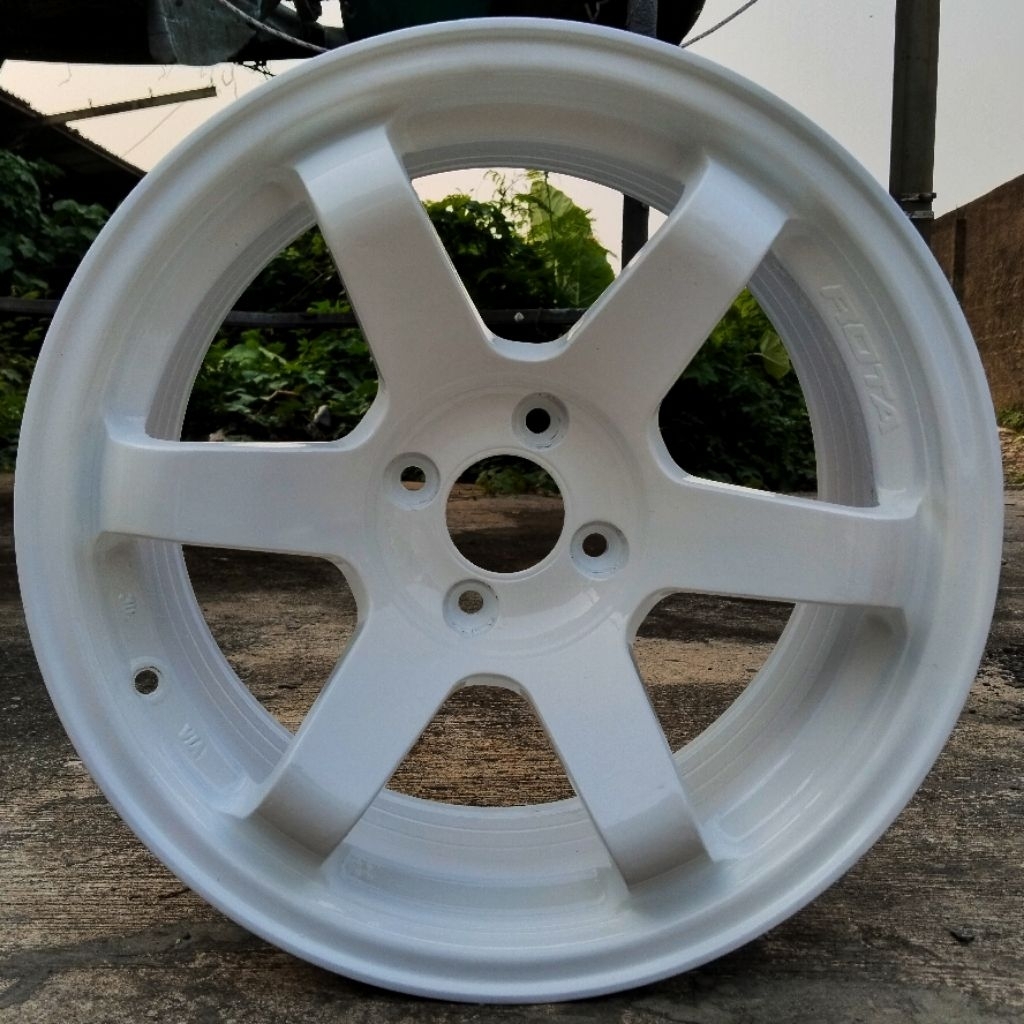 Velg JDM Rota Grid TE37 R16 Pcd 4x100 Lebar 8 ET 28 Glossy White Velg Racing Ring 16 Cocok Jazz Brio