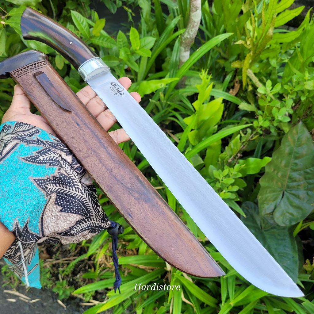Pisau Sembelih 32 cm Baja Modern SLD Hitachi Japan, Kayu Amara Ebony, bonus Sarung Kain Batik