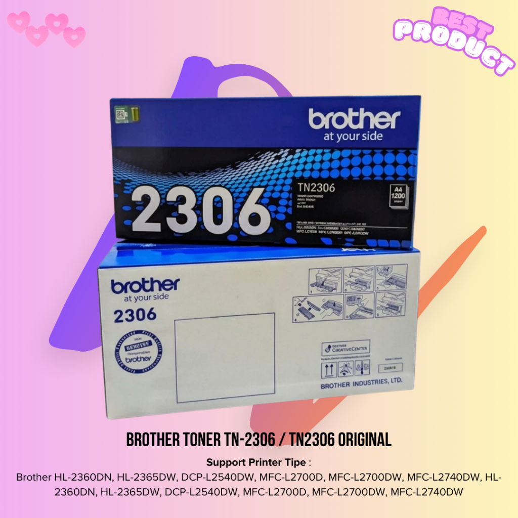 Tinta Toner Printer Brother TN-2306 Black Hitam Original Cartridge TN2306 / Toner Brother TN 2306