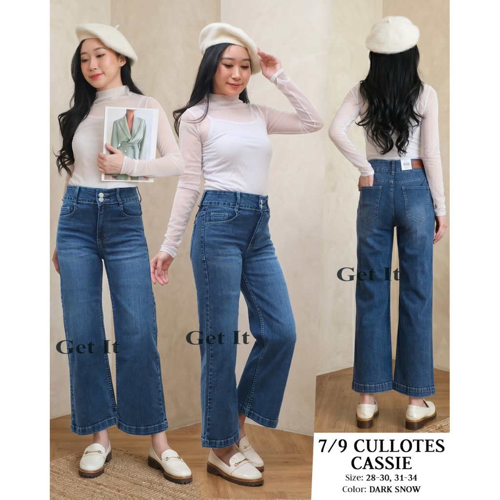 Celana Jeans Kulot 7/9 Kancing 2 Cassie Wanita  Stretch Get It Jeans Premium Quality