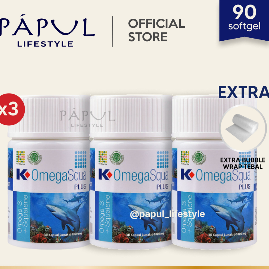 [Paket Hemat] K Omega Squa (3 pcs) K Omega Squa Plus Original Squalene & Lecithin 1 Botol is 30 Soft