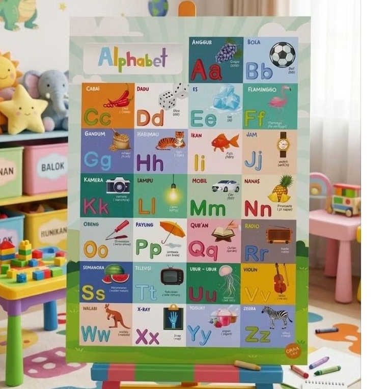 Poster Huruf Alphabet_Poster Edukasi Anak_ARShoop Samarinda