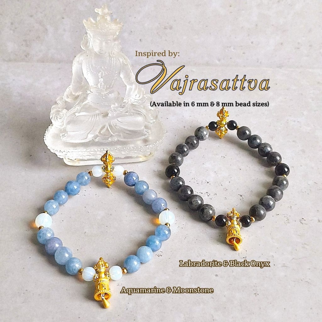 Gelang Buddha Tantra Vajrasattva Aquamarine Moonstone Vajra Bajra Genta Ghanta Anti Karat