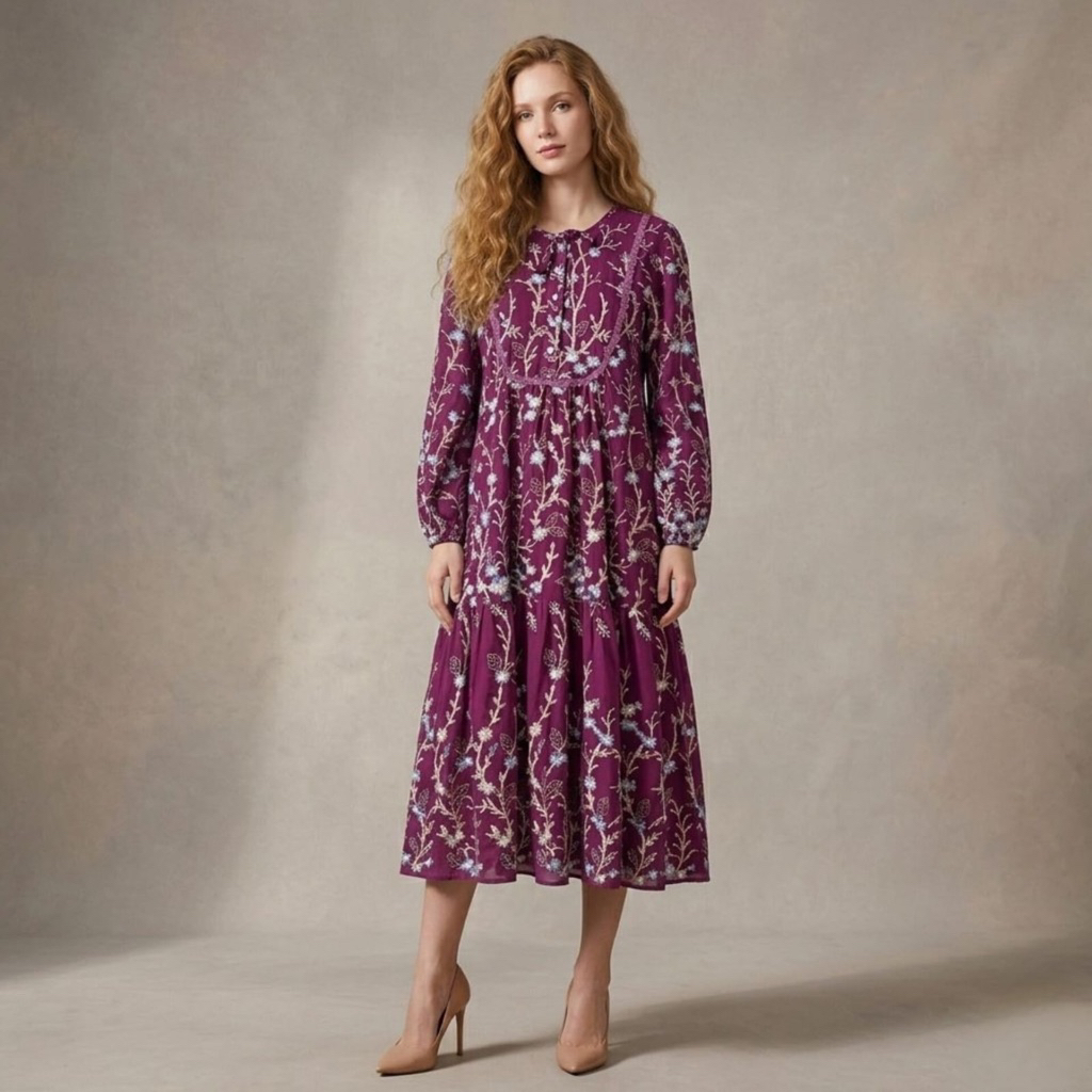 Okedashop x Salvina.ys - SAVVINA LACE HANIYAH Dress - Dress Wanita Haniyah Print Dengan Renda