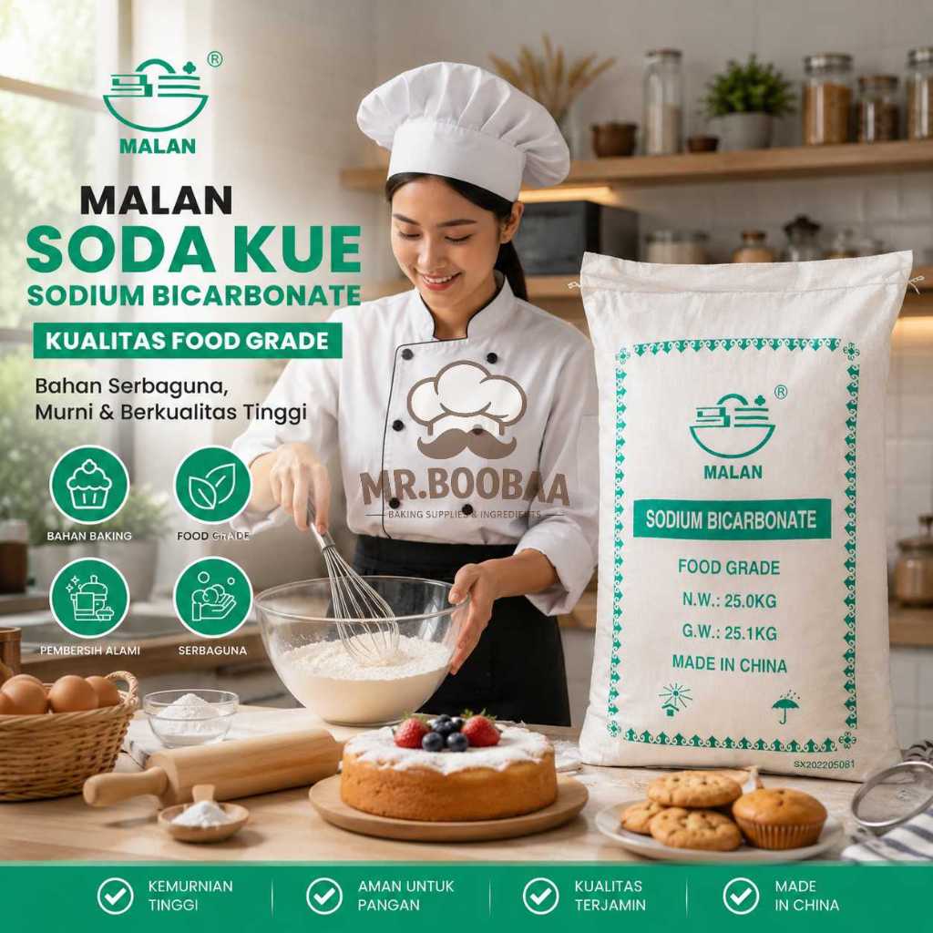 Malan Soda Kue China Baking Soda Cina Sodium Bicarbonate Pengembang Martabak Kerupuk Sak Grosir 25kg