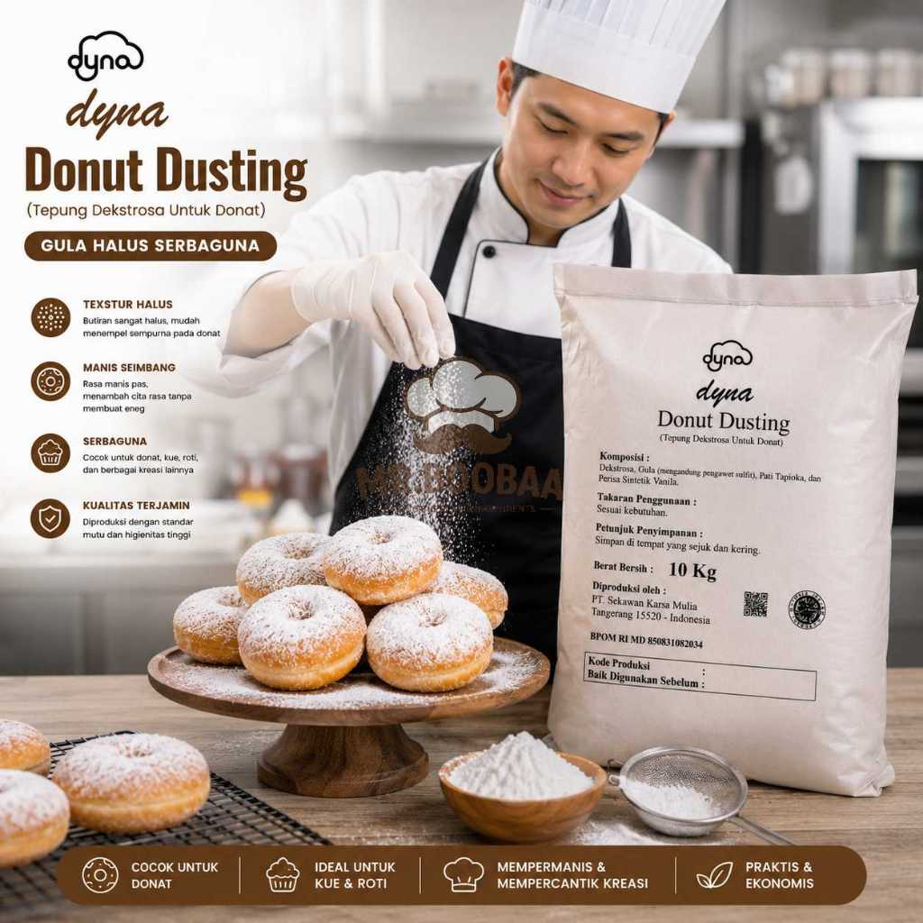 Dyna Donut Dusting Gula Donat Dingin Gula Halus Taburan Putri Salju Karung Sak Grosir 10kg