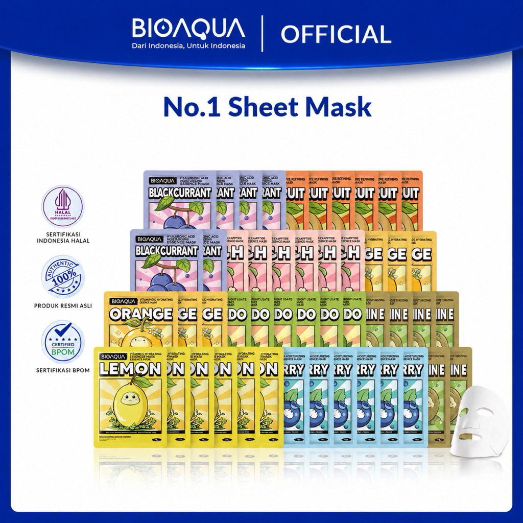 BIOAQUA - NATURAL SKINCARE MASK MASKER SHEET / MASKER WAJAH / MASKER BIOAQUA / BIOAQUA MASKER