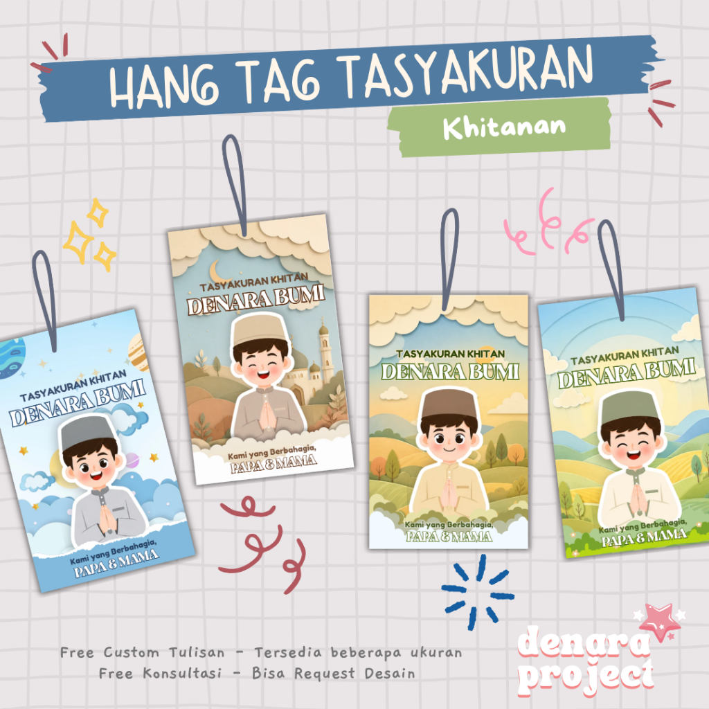 (50 pcs) Hang Tag Khitan, Aqiqah, Walimatul Khitan, Tasyakuran Khitan - Hang Tag Tasyakuran Aqiqah -