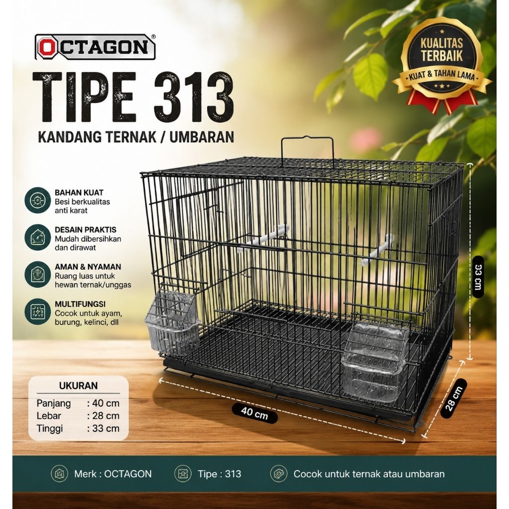 Kandang ternak dan umbaran besi kotak octagon 313 hitam