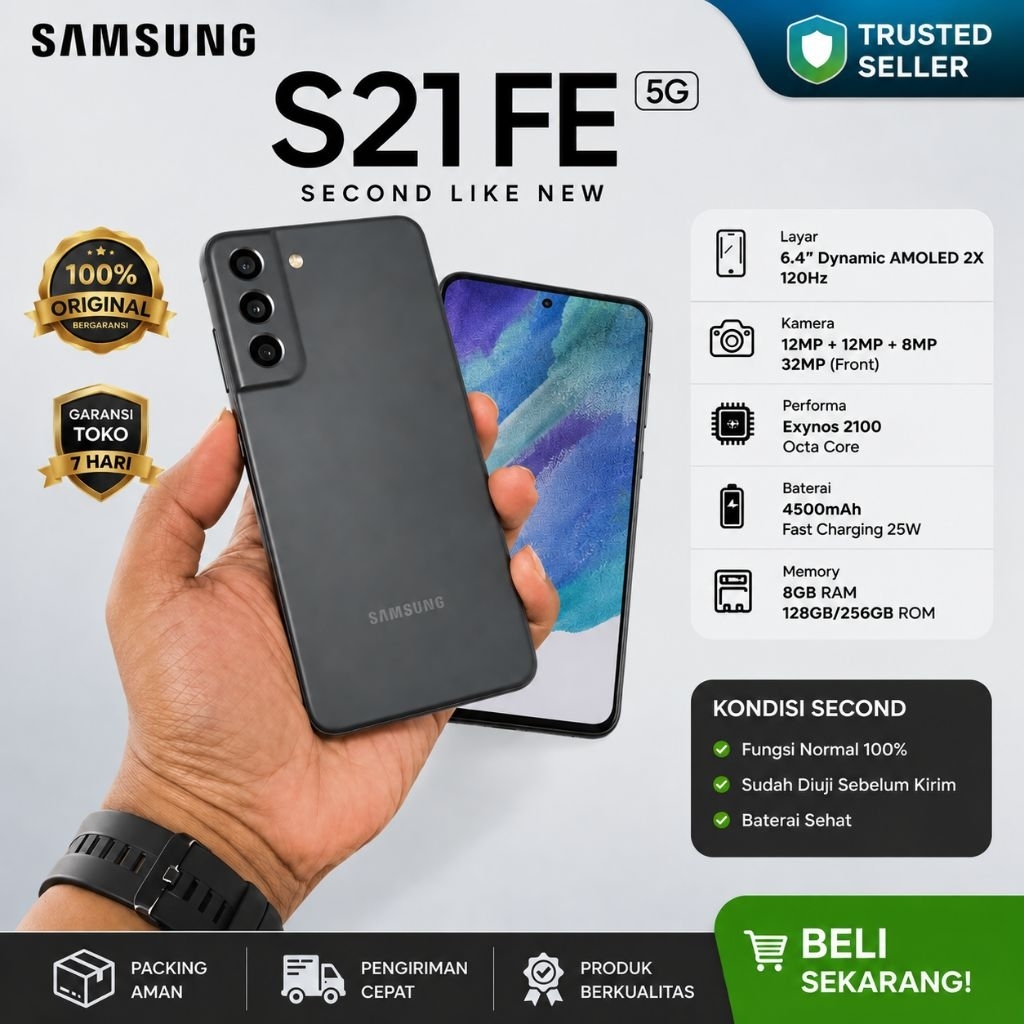 HP Samsung S21 FE 8/256GB Bekas Second Original NFC & Fingerprint Aktif SEIN
