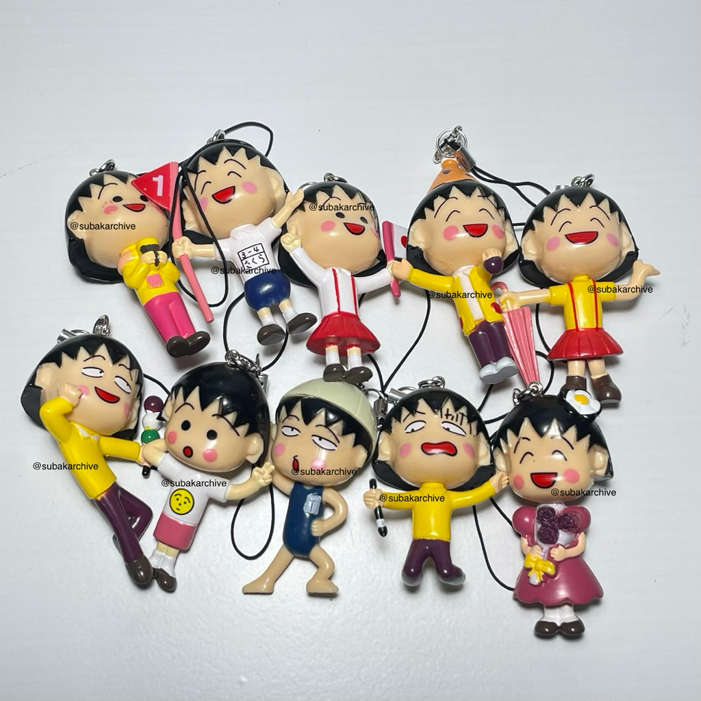 [subakarchive] Chibi Maruko Chan Keychain Gantungan Kunci Strap HP Phone Strap Trinkets Japan