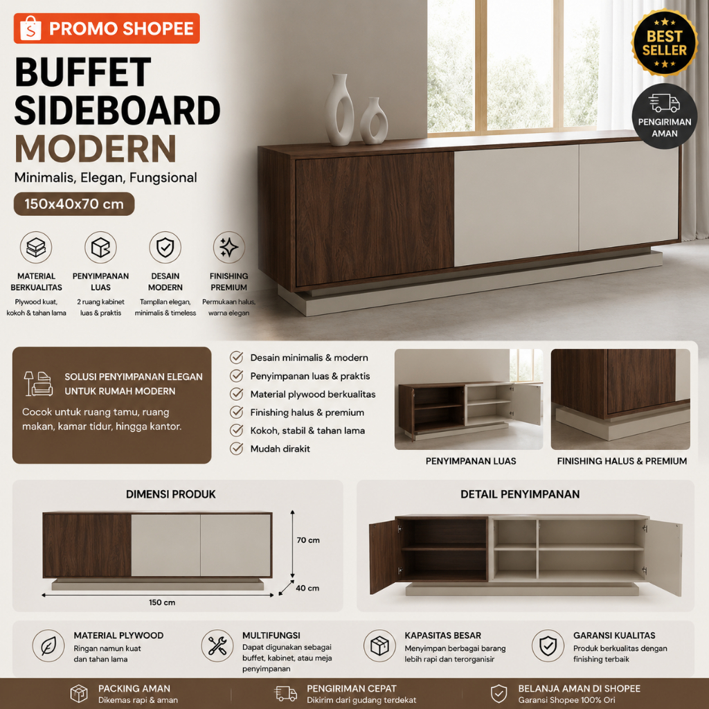 Buffet Sideboard Modern 150x40x70 cm Arthur Modern Sideboard Buffet 150x40x75 cm Arthur