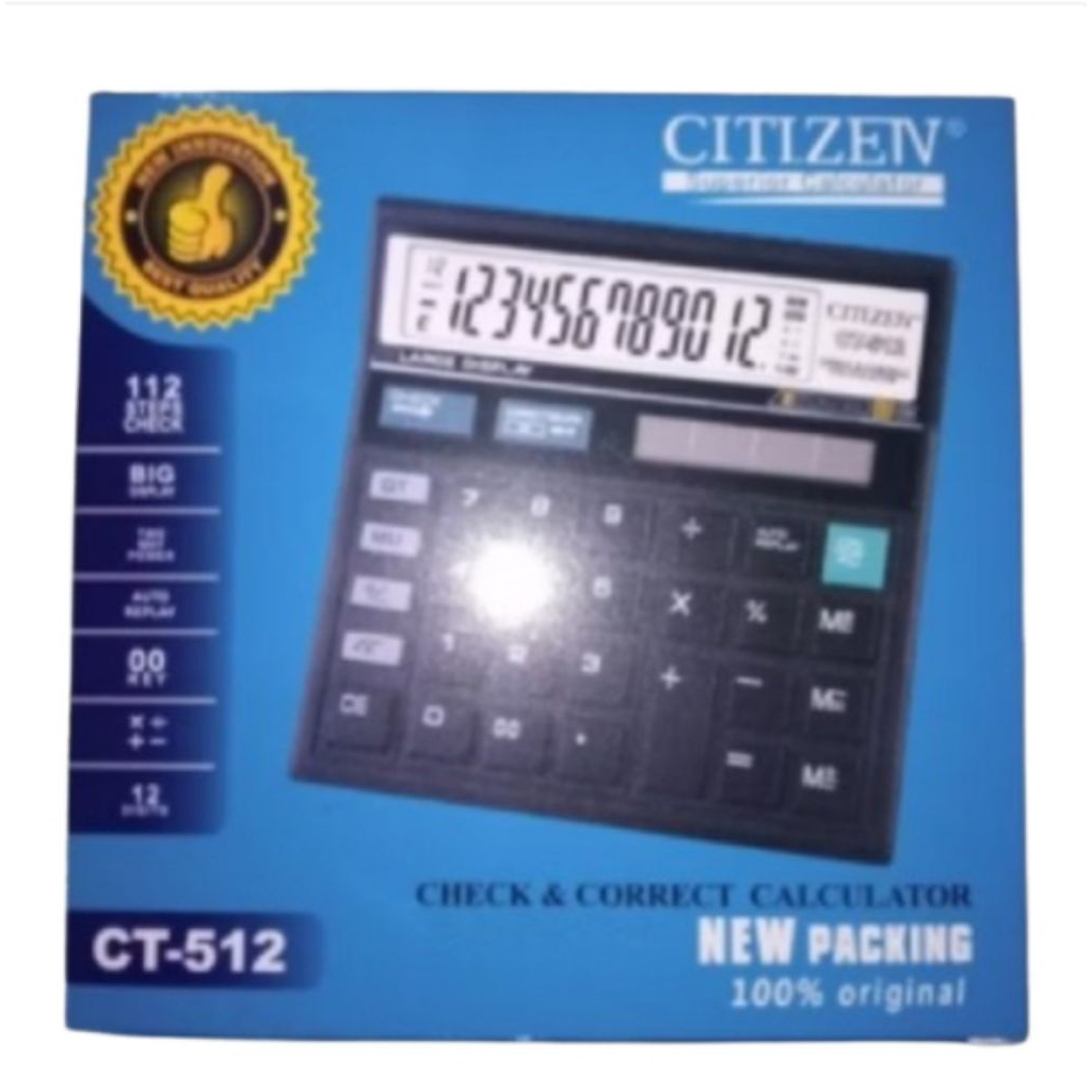 Kalkulator Citizen CT-512 12 Digit - Original 100% - Tampilan Besar - Kalkulator Kantor & Sekolah