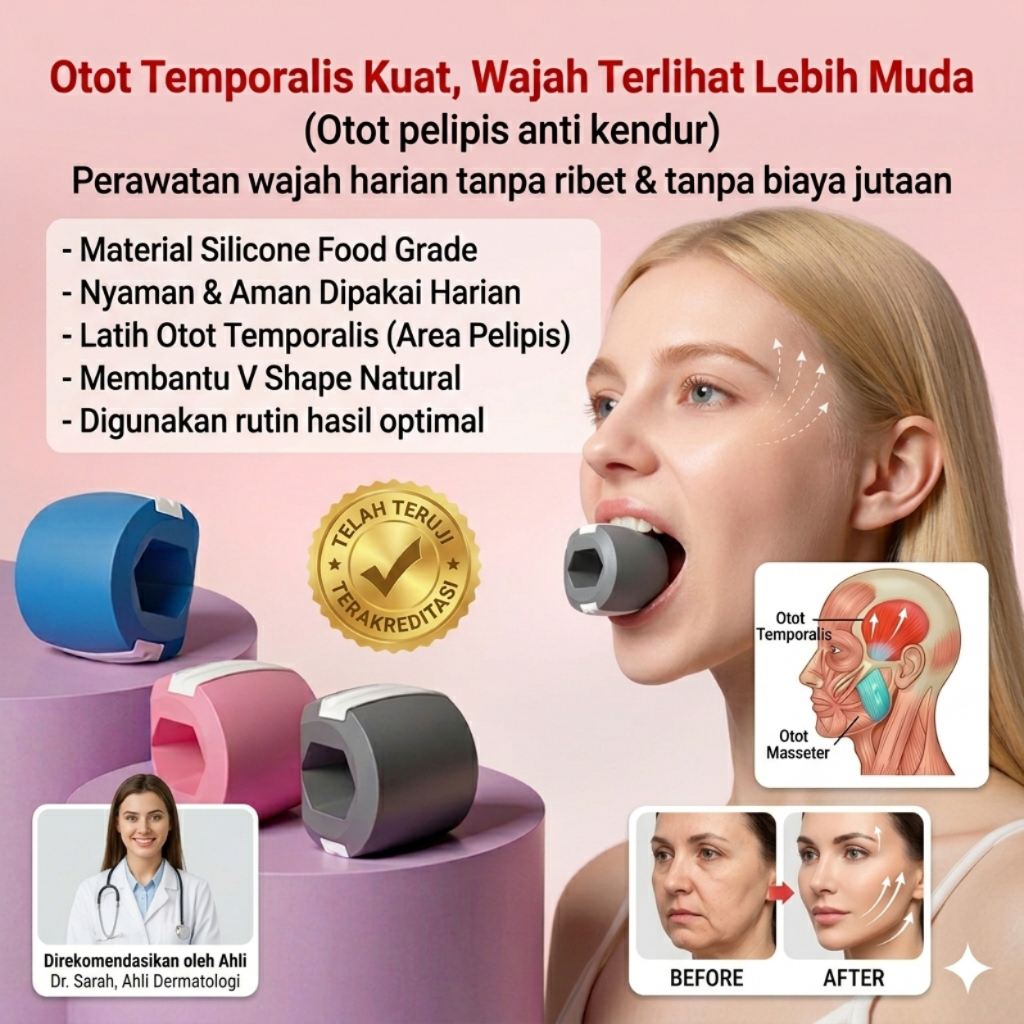 Temporalis Trainer Food Grade Aman | Face Exercise Tool | Alat Latih Anti Aging | Alat Latih Rahang 