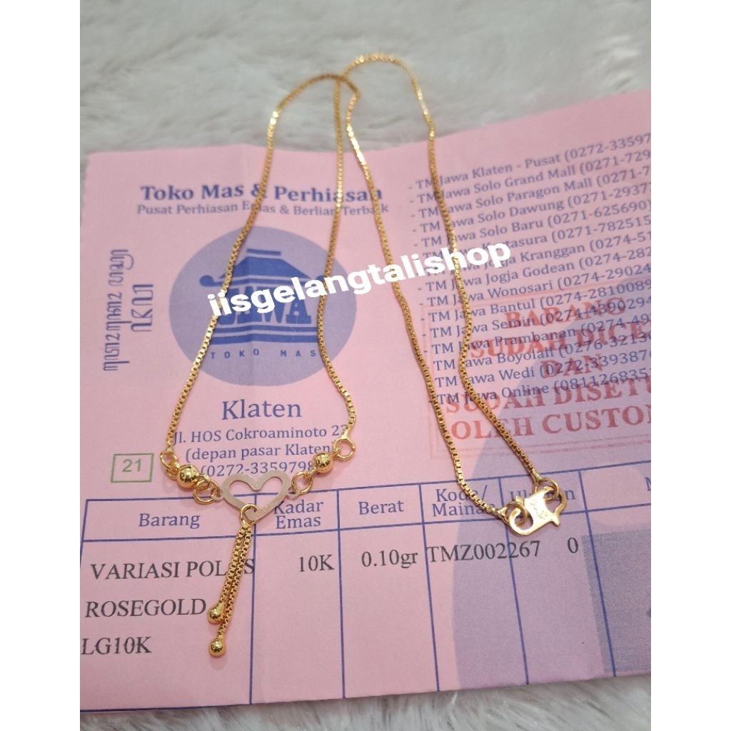 Kalung Rantai Variasi Love 0,1gram Semar Jawa