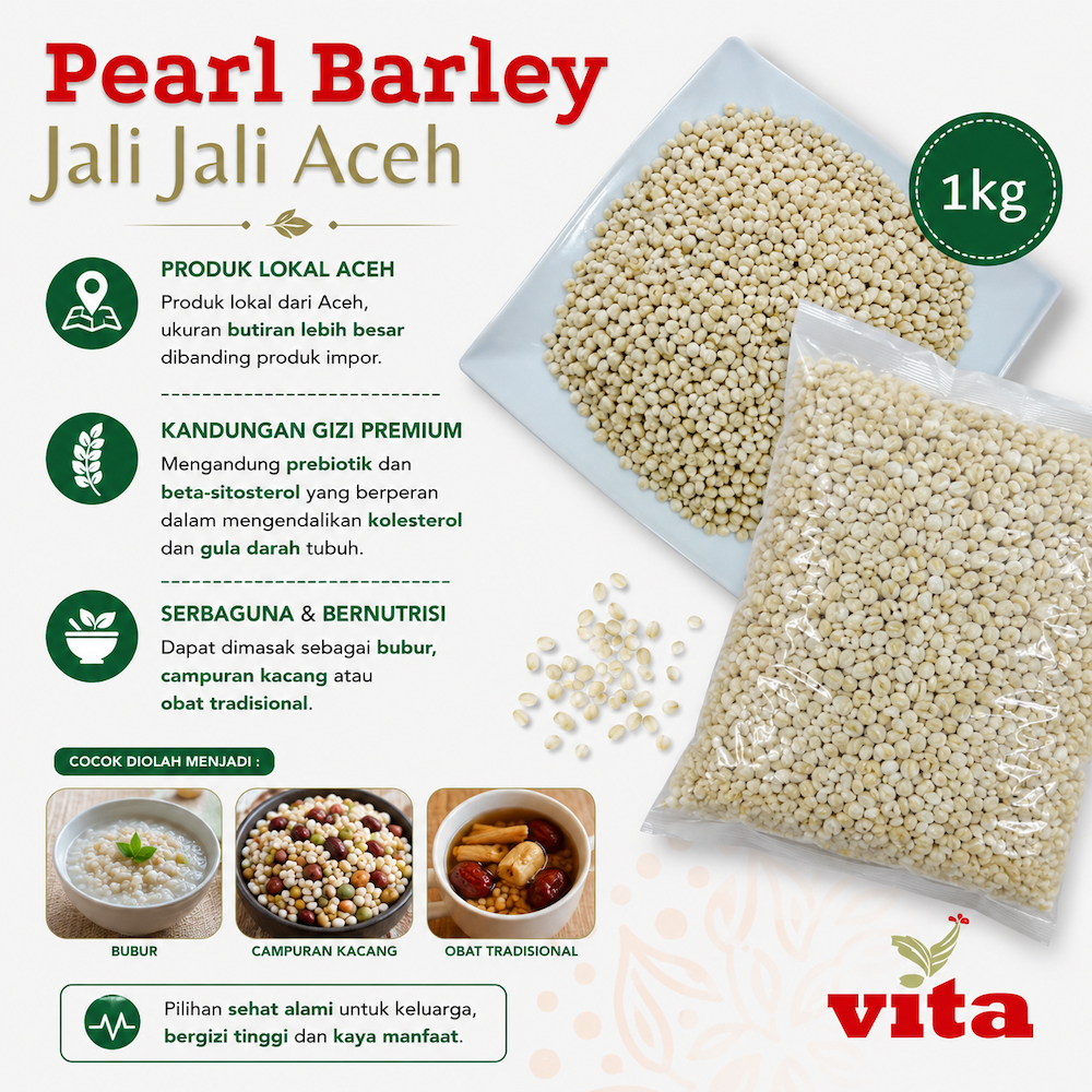 Jali Jali Aceh Lokal Biji Barley Packing 1kg