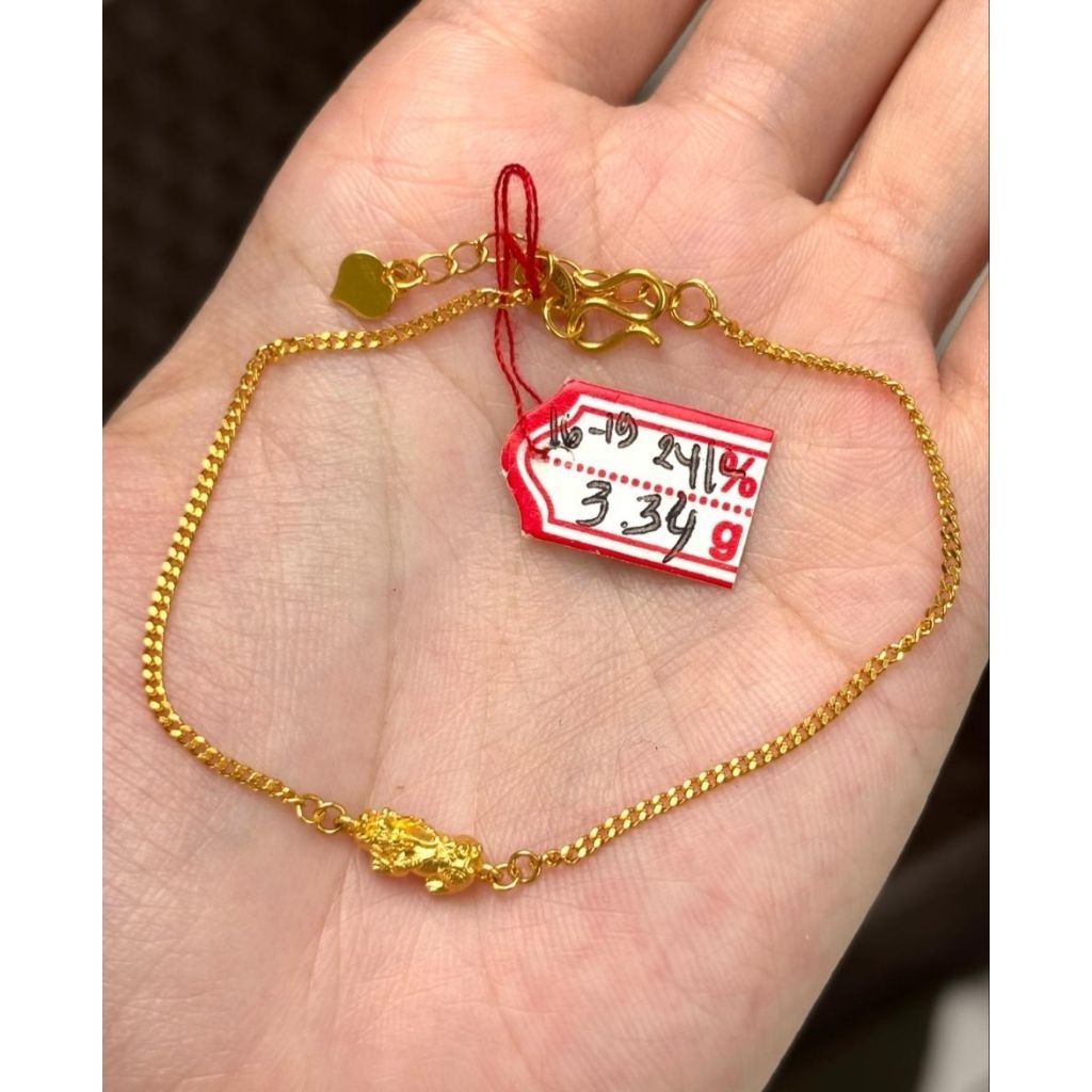 Gelang rantai emas 24k naga pixiu